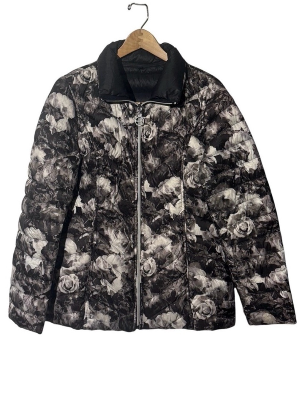 Floral Quilted Jacket Dark Coquette Lightweight Puffer Spring Layers Rose Medium